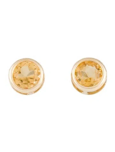 Pre-owned Earrings 14k Citrine Stud  In Multi