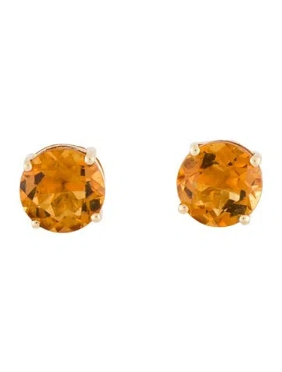 Pre-owned Earrings 14k Citrine Stud  In Multi