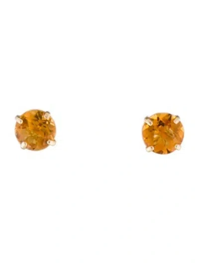 Pre-owned Earrings 14k Citrine Stud  In Multi