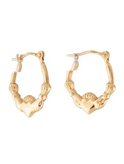 Pre-owned Earrings 14k Claddagh Hoop  In Multi