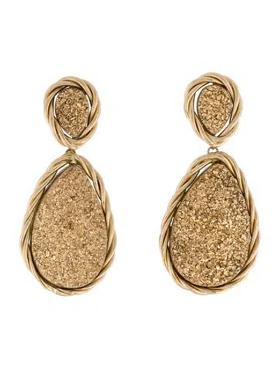 Pre-owned Earrings 14k Coated Druzy Drop  In Multi