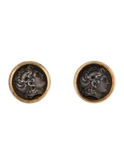 Pre-owned Earrings 14k Coin Stud  In Multi