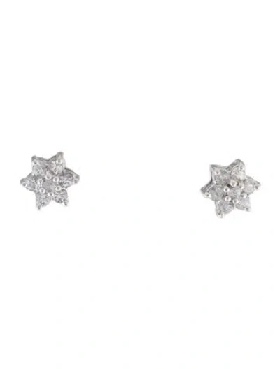 Pre-owned Earrings 14k Colorless Sapphire Flower Stud  In Multi