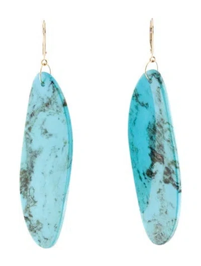 Pre-owned Earrings 14k Composite Turquoise Drop  In Multi