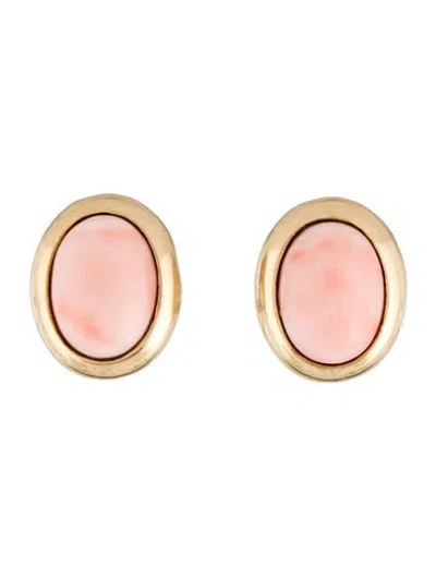 Pre-owned Earrings 14k Coral Clip-on  In Multi