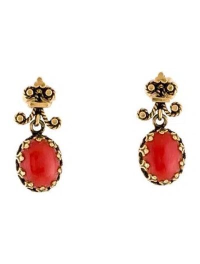 Pre-owned Earrings 14k Coral Drop  In Multi