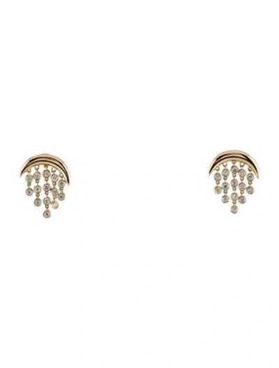 Pre-owned Earrings 14k Crescent Diamond Drop  In Multi