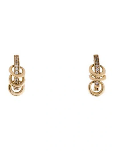 Pre-owned Earrings 14k Cubic Zirconia Dangling Huggie  In Multi