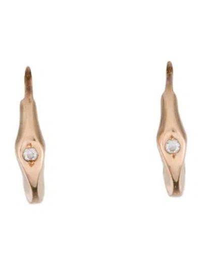 Pre-owned Earrings 14k Cubic Zirconia Hoop  In Multi