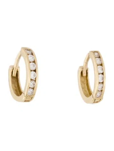 Pre-owned Earrings 14k Cubic Zirconia Huggie Hoops In Multi