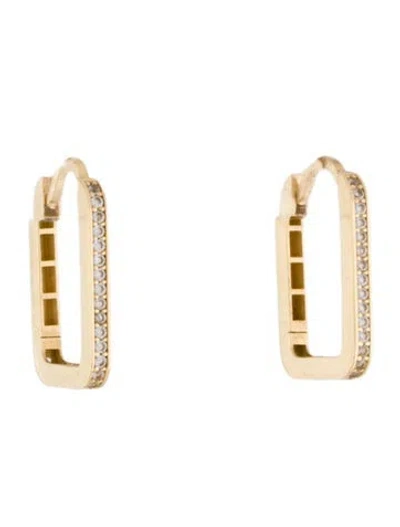 Pre-owned Earrings 14k Cubic Zirconia Rectangle Hoops In Multi