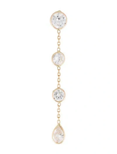 Pre-owned Earrings 14k Cubic Zirconia Single Drop Earring In Multi