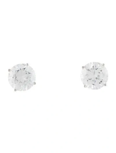 Pre-owned Earrings 14k Cubic Zirconia Solitaire Stud  In Multi
