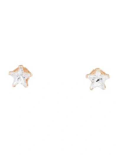 Pre-owned Earrings 14k Cubic Zirconia Star Stud  In Multi