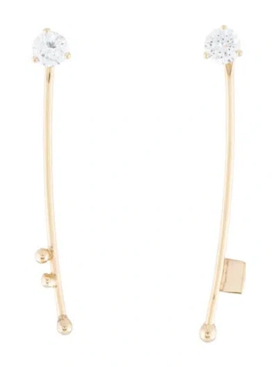 Pre-owned Earrings 14k Cubic Zirconia Stick Drop  In Multi