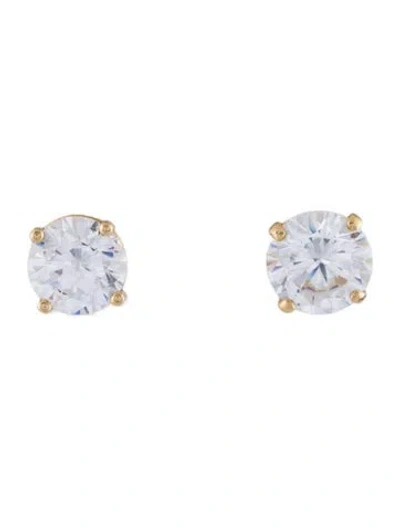 Pre-owned Earrings 14k Cubic Zirconia Stud  In Multi