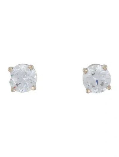 Pre-owned Earrings 14k Cubic Zirconia Stud  In Multi