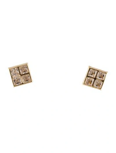 Pre-owned Earrings 14k Cubic Zirconia Stud  In Multi