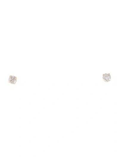 Pre-owned Earrings 14k Cubic Zirconia Stud  In Multi