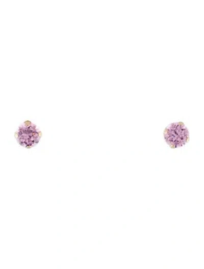 Pre-owned Earrings 14k Cubic Zirconia Stud  In Multi