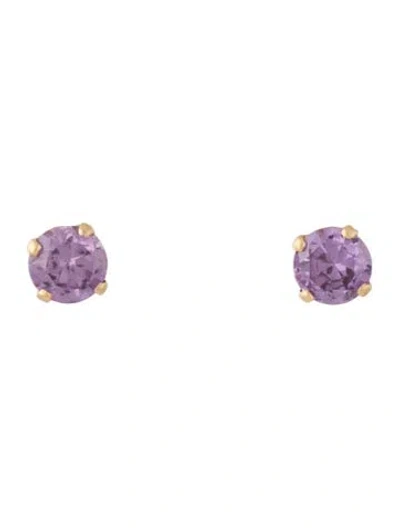 Pre-owned Earrings 14k Cubic Zirconia Stud  In Multi