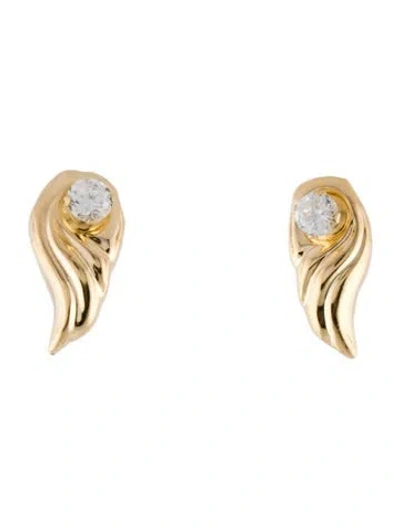 Pre-owned Earrings 14k Cubic Zirconia Stud  In Multi