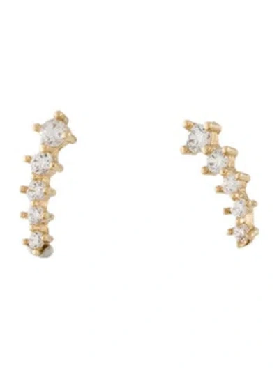 Pre-owned Earrings 14k Cubic Zirconia Stud  In Multi