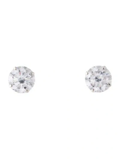 Pre-owned Earrings 14k Cubic Zirconia Stud  In Multi