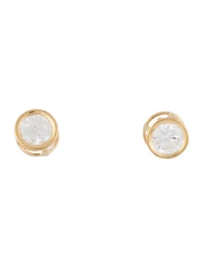 Pre-owned Earrings 14k Cubic Zirconia Stud  In Multi