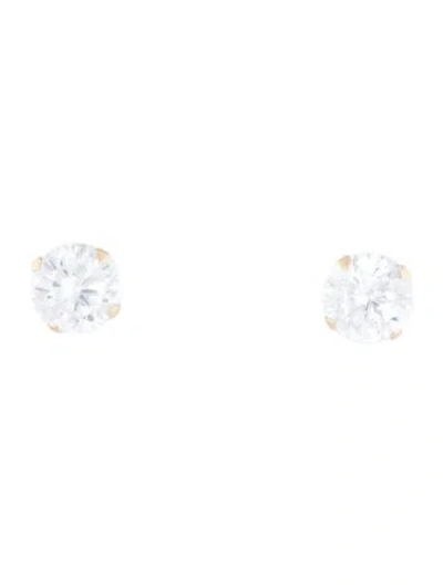 Pre-owned Earrings 14k Cubic Zirconia Stud  In Multi