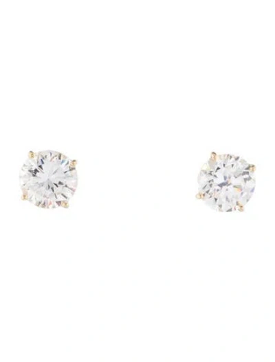 Pre-owned Earrings 14k Cubic Zirconia Stud  In Multi