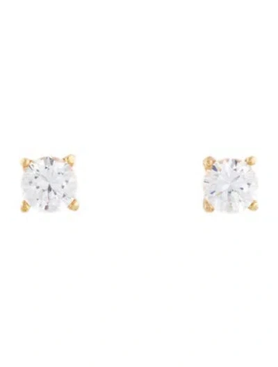 Pre-owned Earrings 14k Cubic Zirconia Stud  In Multi