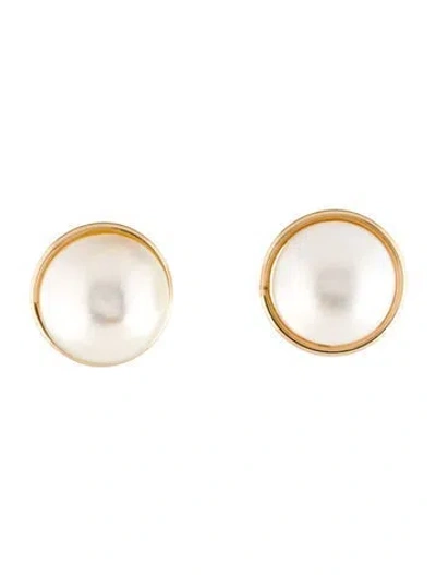 Pre-owned Earrings 14k Cultured Mabé Pearl Clip-on  In Multi