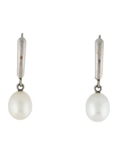 Pre-owned Earrings 14k Cultured Pearl Drop  In Multi