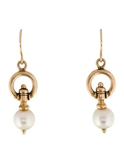 Pre-owned Earrings 14k Cultured Pearl Drop  In Multi
