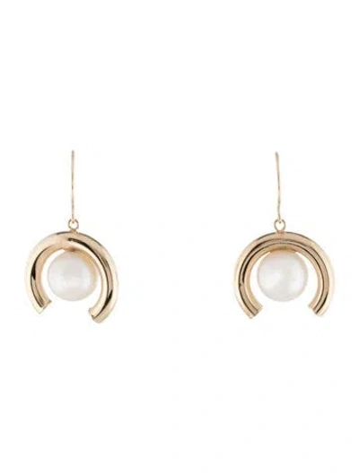 Pre-owned Earrings 14k Cultured Pearl Drop  In Multi