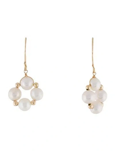 Pre-owned Earrings 14k Cultured Pearl Drop  In Multi