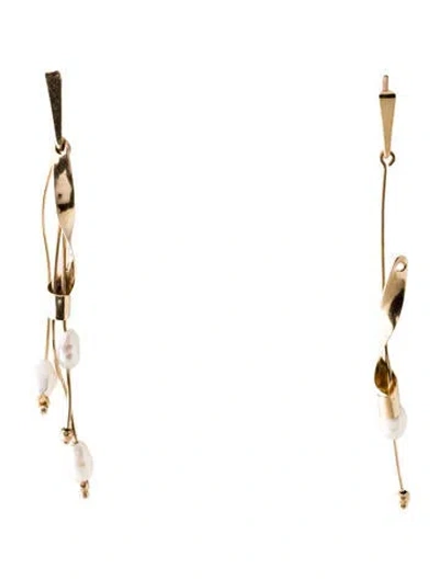 Pre-owned Earrings 14k Cultured Pearl Drop  In Multi