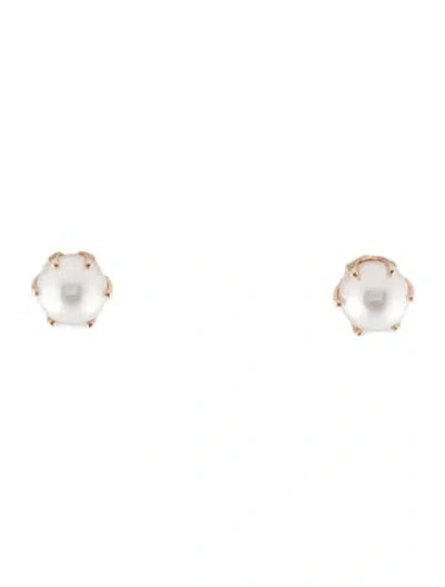Pre-owned Earrings 14k Cultured Pearl Stud  In Multi