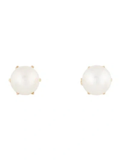 Pre-owned Earrings 14k Cultured Pearl Stud  In Multi