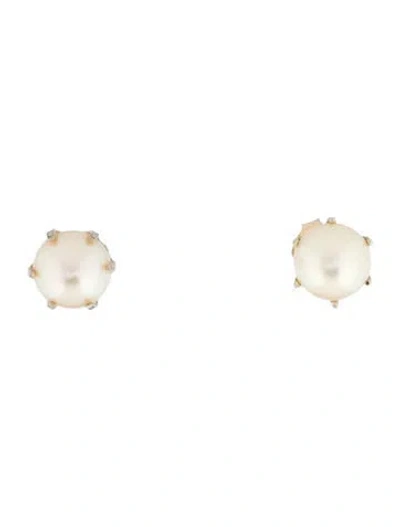 Pre-owned Earrings 14k Cultured Pearl Studs In Multi