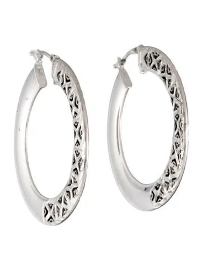 Pre-owned Earrings 14k Cutout Flat Hoops In Multi