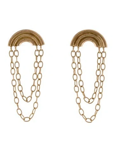 Pre-owned Earrings 14k Dangling Chain  In Multi