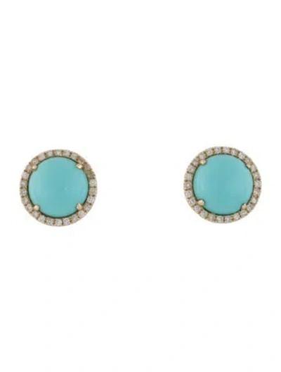Pre-owned Earrings 14k Diamond & Resin Stud  In Multi