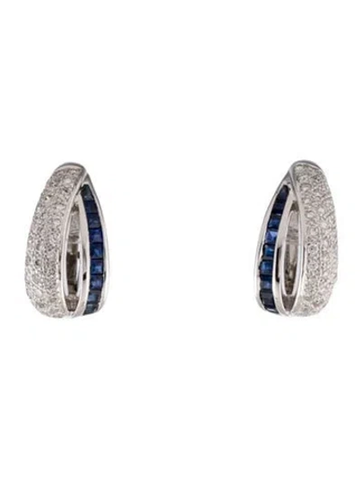 Pre-owned Earrings 14k Diamond & Sapphire Earclip  In Multi
