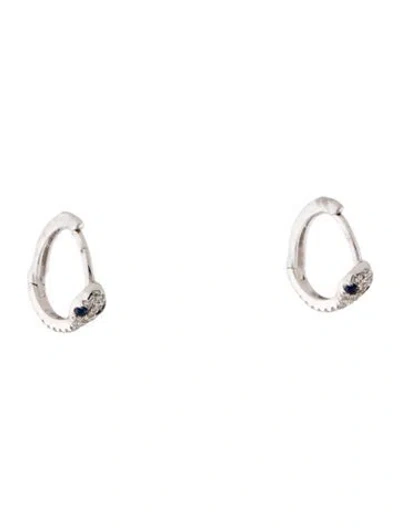 Pre-owned Earrings 14k Diamond & Sapphire Snake Huggie  In Multi