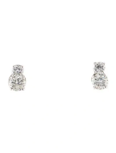 Pre-owned Earrings 14k Diamond & Synthetic Moissanite Stud  In Multi