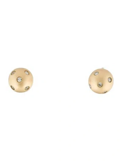 Pre-owned Earrings 14k Diamond Ball Stud  In Multi