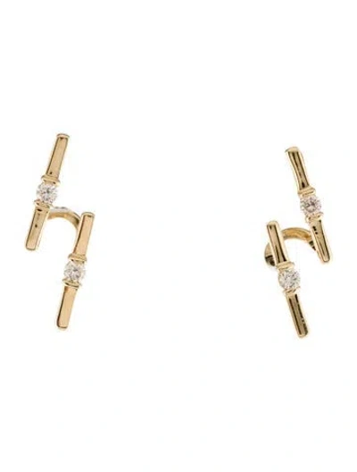 Pre-owned Earrings 14k Diamond Bar Drop  In Multi