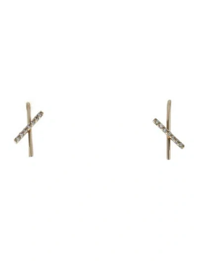 Pre-owned Earrings 14k Diamond Bar  In Multi